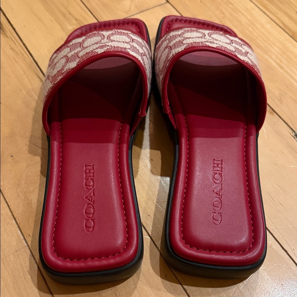 Coach Red and Cream Slide Sandals - Picture 5 of 8
